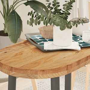 Mizna plošča svetlo rjava 80x40x4 cm trdna hrastovina ovalna