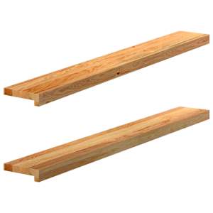 Okenske police 2 kosa svetlo rjava 120x15x2 cm trdna hrastovina