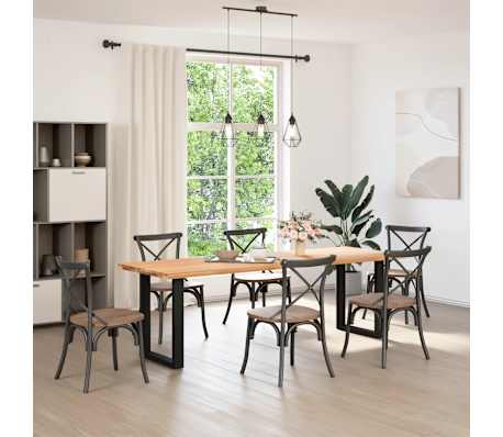 vidaXL Tischplatte Hellbraun 240x80x4 cm Massivholz Eiche Rechteckig