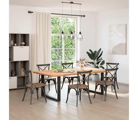 vidaXL Tischplatte Hellbraun 220x120x4 cm Massivholz Eiche Rechteckig