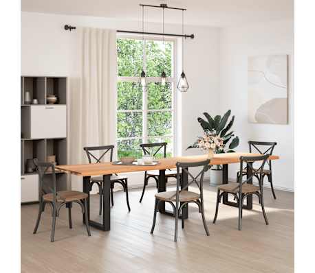 vidaXL Table Top Light brown Solid oak wood with light varnish Large