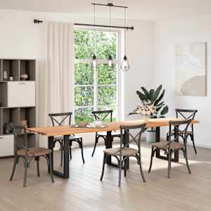 vidaXL Table Top Light brown Solid oak wood with light varnish Large