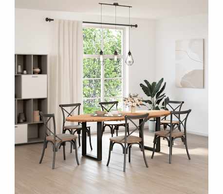 vidaXL Tischplatte Hellbraun 240x100x4 cm Massivholz Eiche Oval