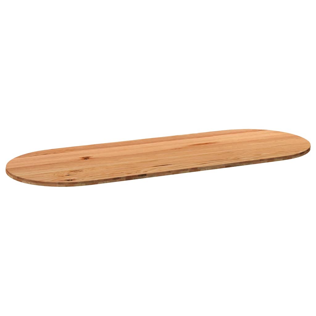 Tafelblad 320x120x4 cm ovaal massief eikenhout lichtbruin