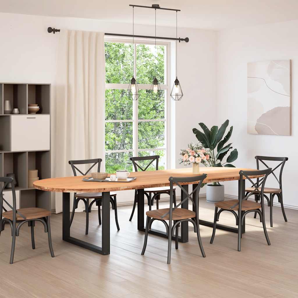 Thumbnail - vidaXL Tischplatte Hellbraun 320x120x4 cm Massivholz Eiche Oval