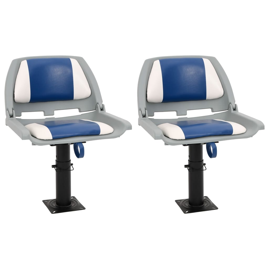 4-tlg. Bootssitz-Set Klappbar Blau und Weiß 48x51x41 cm
