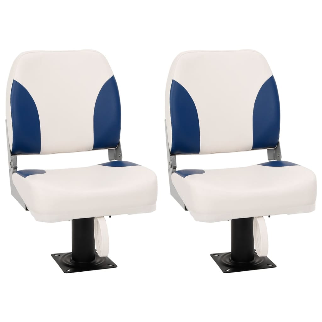 4-tlg. Bootssitz-Set Klappbar Blau und Weiß 41x36x48 cm