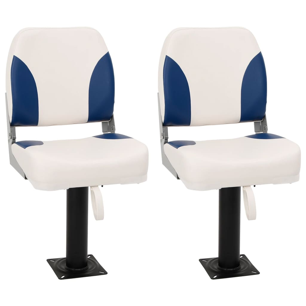 4-tlg. Bootssitz-Set Klappbar Blau und Weiß 41x36x48 cm