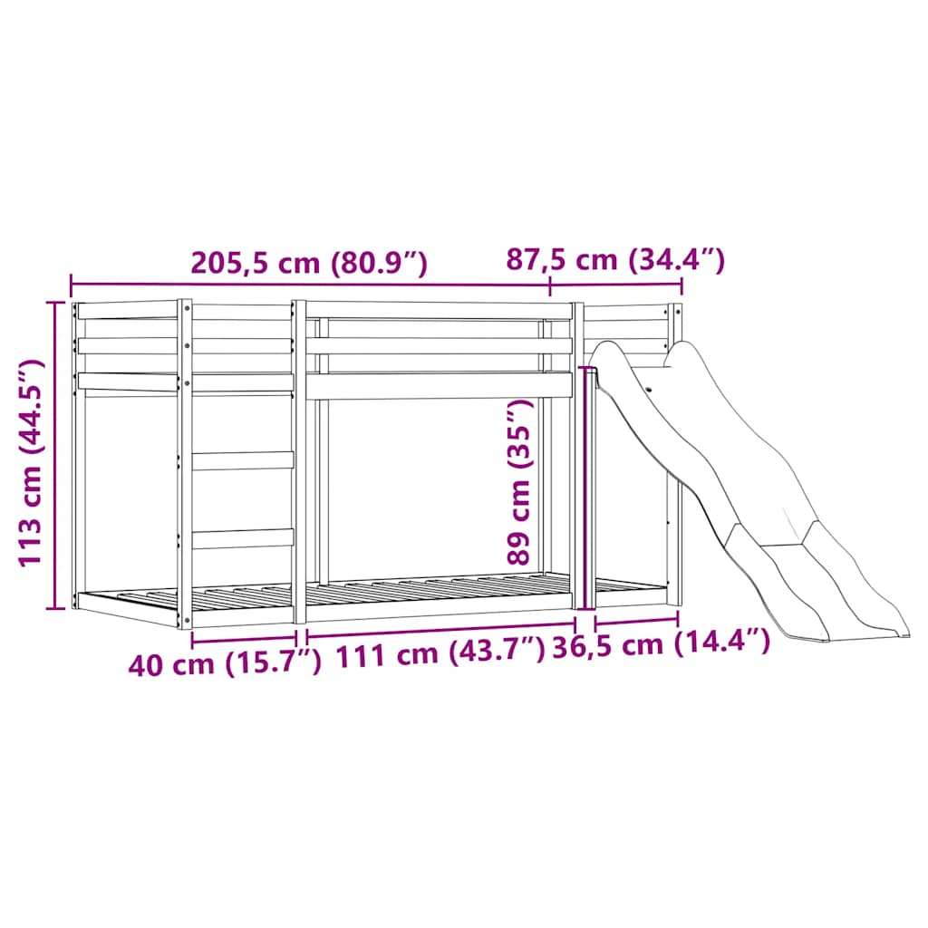 Patrová postel se skluzavkou a závěsy modrá 80 x 200 cm - obrázek 15