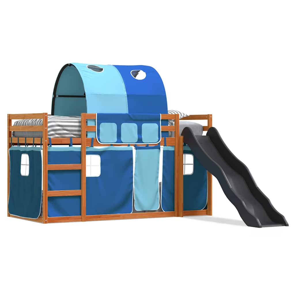 Thumbnail - vidaXL Etagenbett mit Rutsche und Gardinen Blau 90x200 cm
