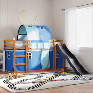 Pograd s toboganom in zavesami moder 90x200 cm