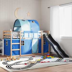 Pograd s toboganom in zavesami moder 80x200 cm