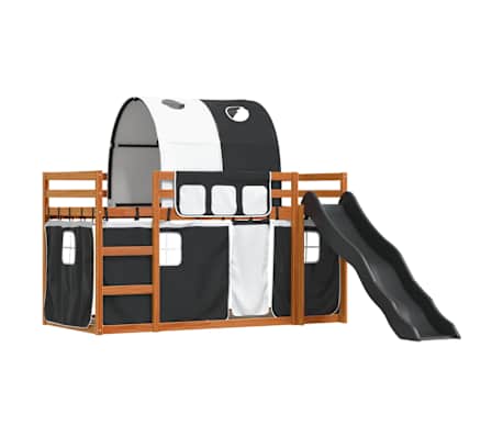 vidaXL Lit superpos&eacute; sans matelas avec toboggan blanc noir 80x200 cm