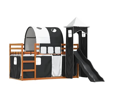 vidaXL feh&eacute;r-fekete emeletes &aacute;gy cs&uacute;szd&aacute;val &eacute;s f&uuml;gg&ouml;nnyel 80 x 200 cm