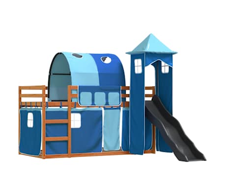 vidaXL Pograd s toboganom in zavesami moder 80x200 cm