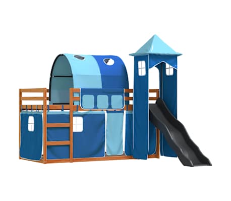 vidaXL Poschodov&aacute; posteľ &scaron;mykľavka a z&aacute;vesy modr&aacute; 90x190 cm