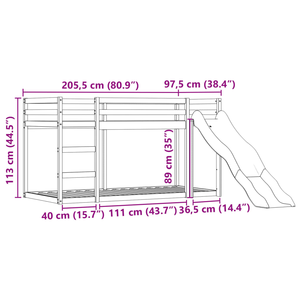 Patrová postel se skluzavkou a závěsy modrá 90 x 200 cm - obrázek 16