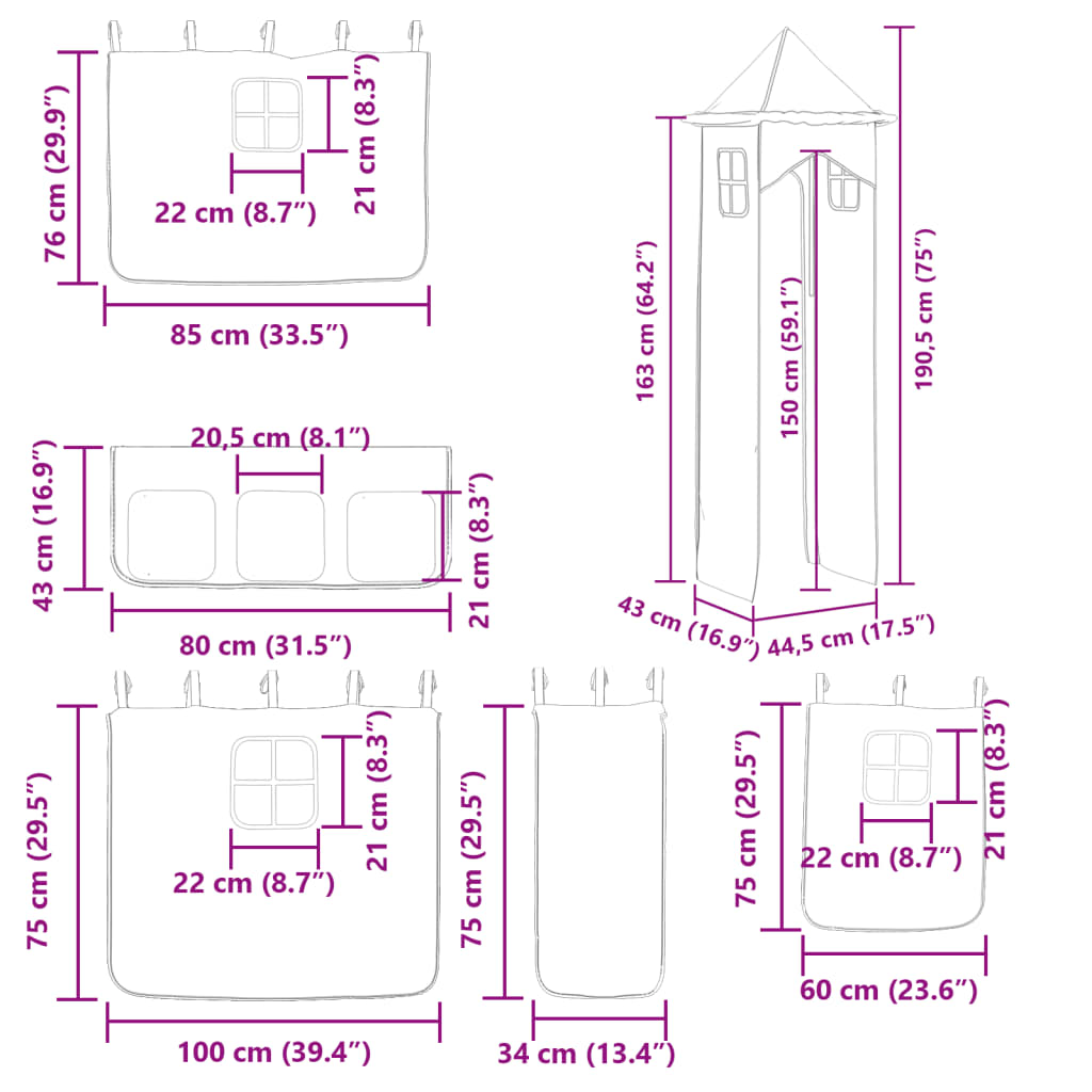 Patrová postel se skluzavkou a závěsy modrá 90 x 200 cm - obrázek 17