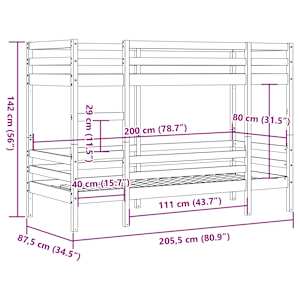 Patrová postel 80 x 200 cm masivní borové dřevo - obrázek 11