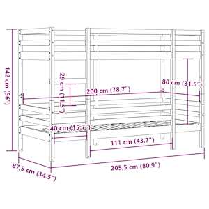 Patrová postel bílá 80 x 200 cm masivní borové dřevo - obrázek 10