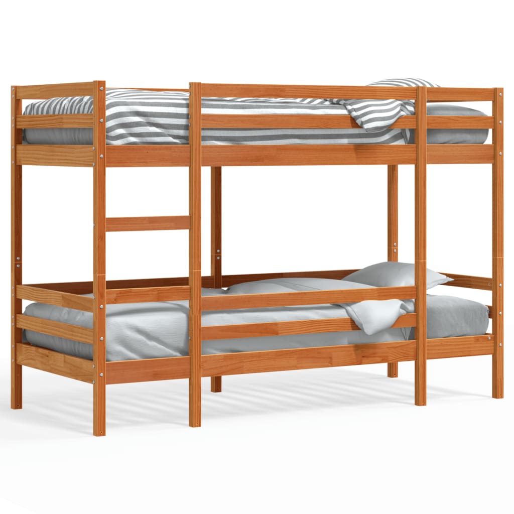 Thumbnail - vidaXL Etagenbett Wachsbraun 75x190 cm Massivholz Kiefer