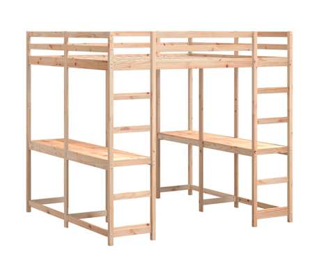 vidaXL Loft Bed with Desk and Ladder 200x200 cm Solid Wood Pine
