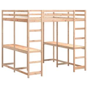 vidaXL Loft Bed with Desk and Ladder 200x200 cm Solid Wood Pine