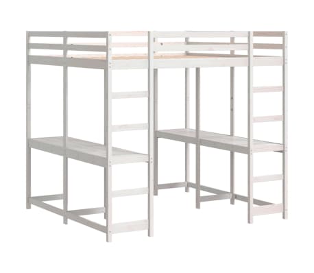 vidaXL Κρεβάτι Υπερυψωμένο Γραφείο/Σκάλα 180x200 εκ. Μασίφ Ξύλο Πεύκου