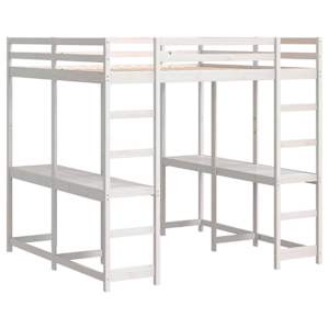 vidaXL Κρεβάτι Υπερυψωμένο Γραφείο/Σκάλα 180x200 εκ. Μασίφ Ξύλο Πεύκου