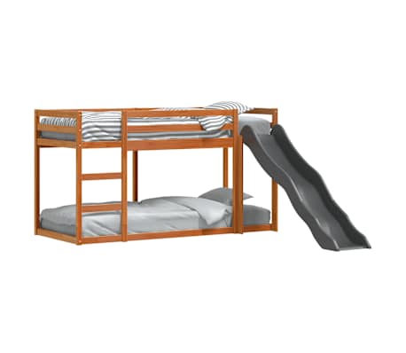 vidaXL Etagenbett mit Rutsche & Leiter Wachsbraun 80x200cm Kiefernholz