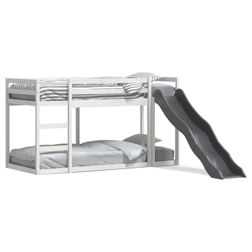 E-shop vidaXL Poschodová posteľ šmýkačka a rebrík biela 90x200 cm borovica