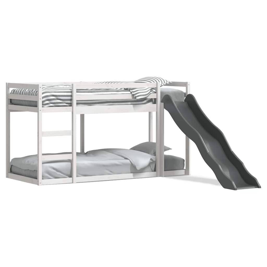 E-shop vidaXL Poschodová posteľ šmýkačka a rebrík biela 90x190 cm borovica