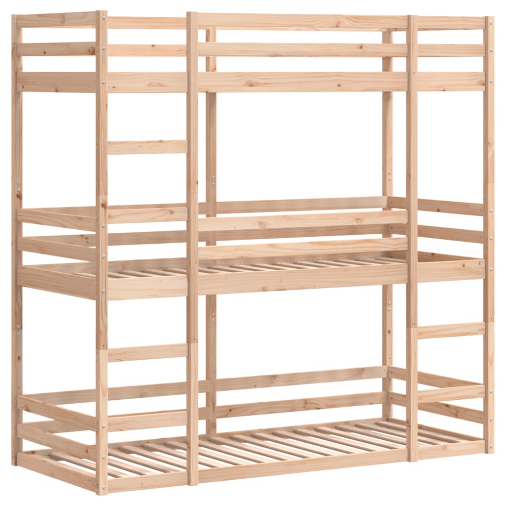 vidaXL tömör fenyőfa háromszintes ágy 90 x 190 cm