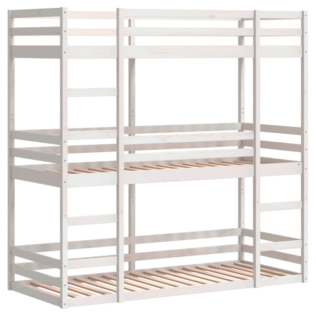vidaXL fehér tömör fenyőfa háromszintes ágy 90 x 190 cm