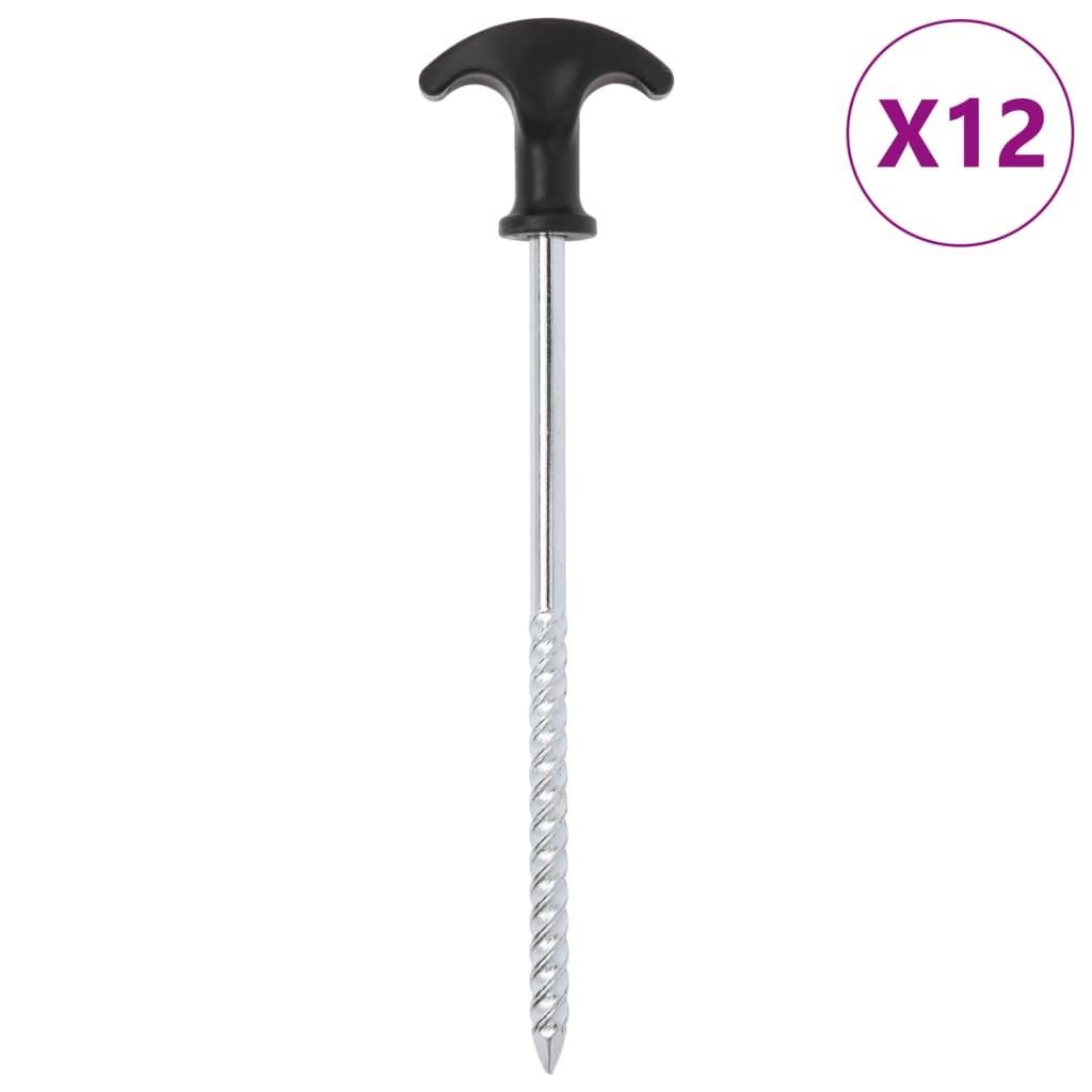 vidaXL Țăruși de cort, 12 buc., 20 cm, Ø7 mm, oțel galvanizat
