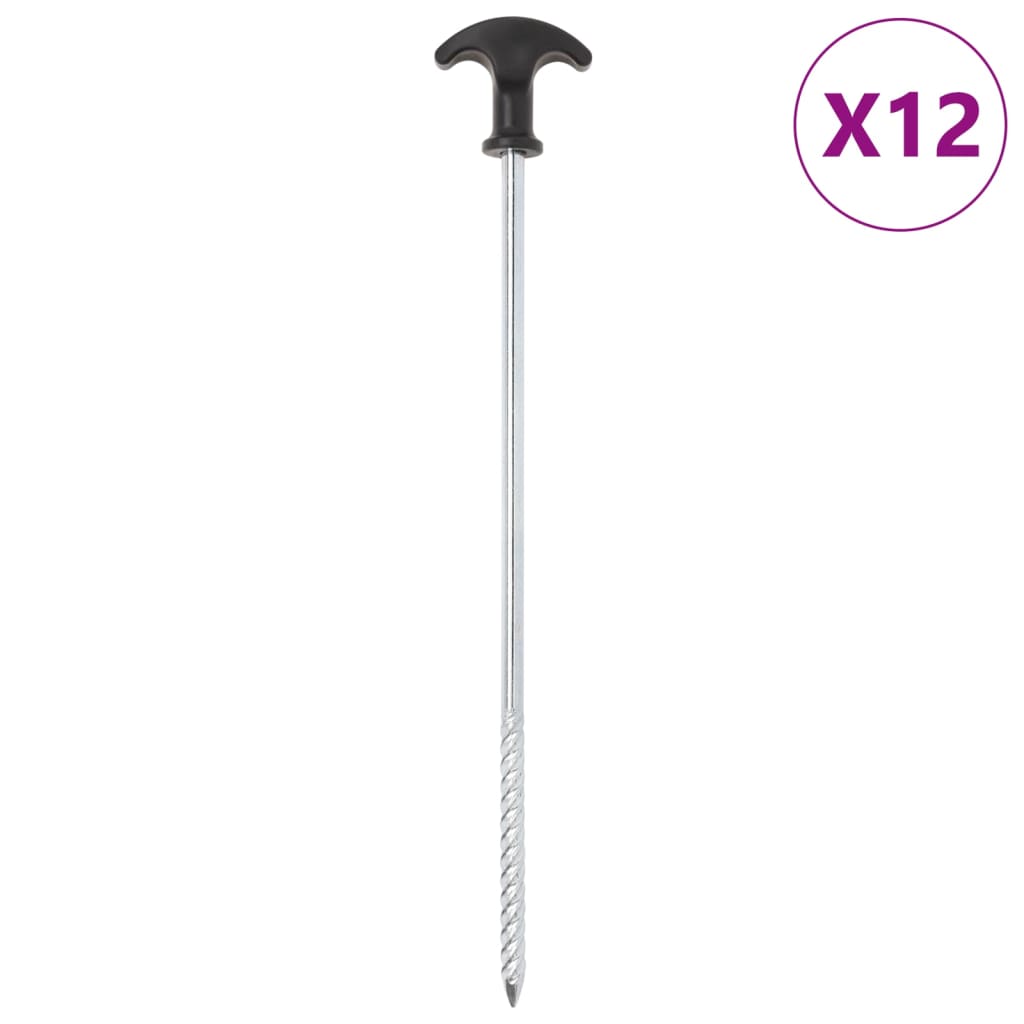 vidaXL Țăruși de cort, 12 buc., 30 cm, Ø7 mm, oțel galvanizat