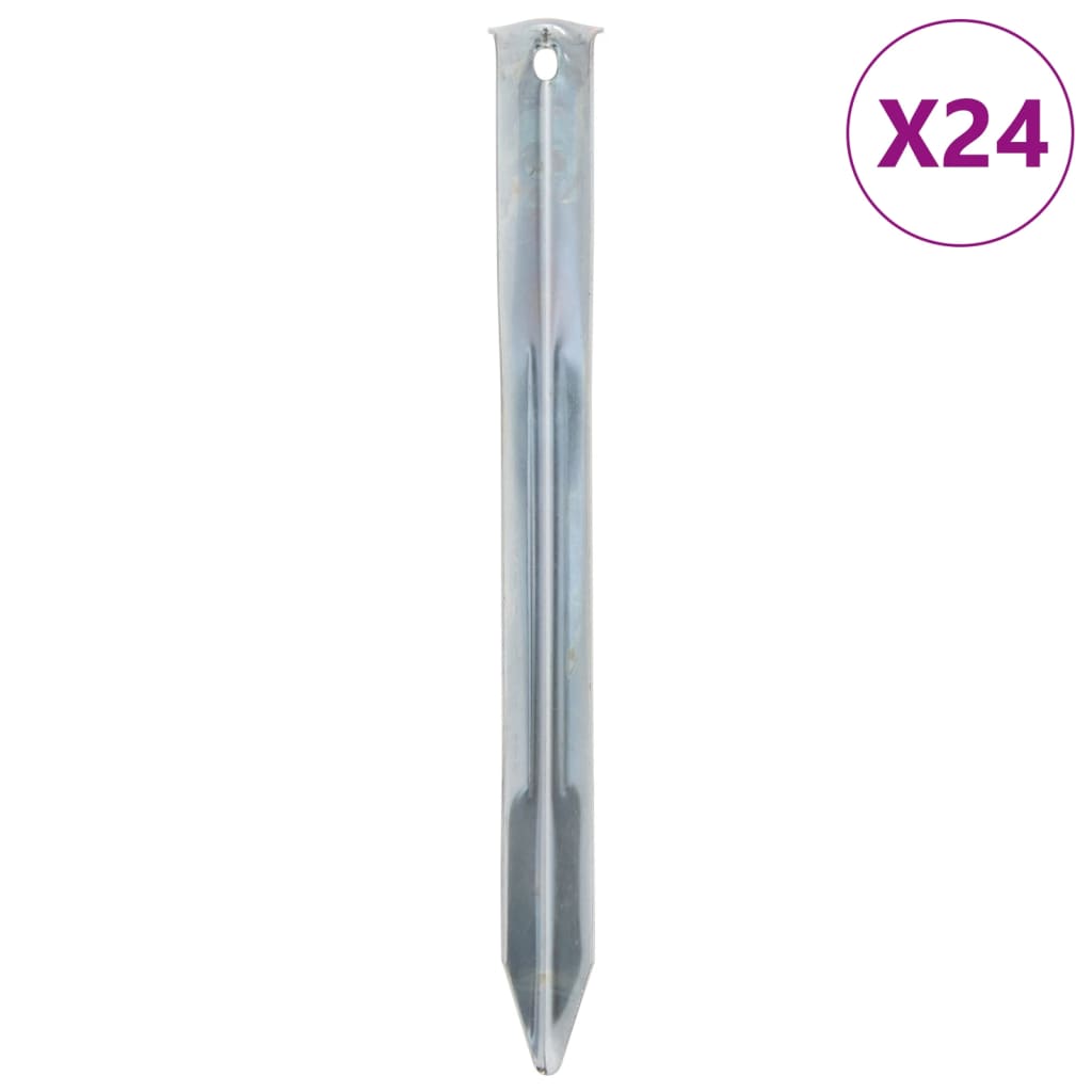 vidaXL Țăruși de cort, 24 buc., 22 cm, Ø7 mm, oțel galvanizat