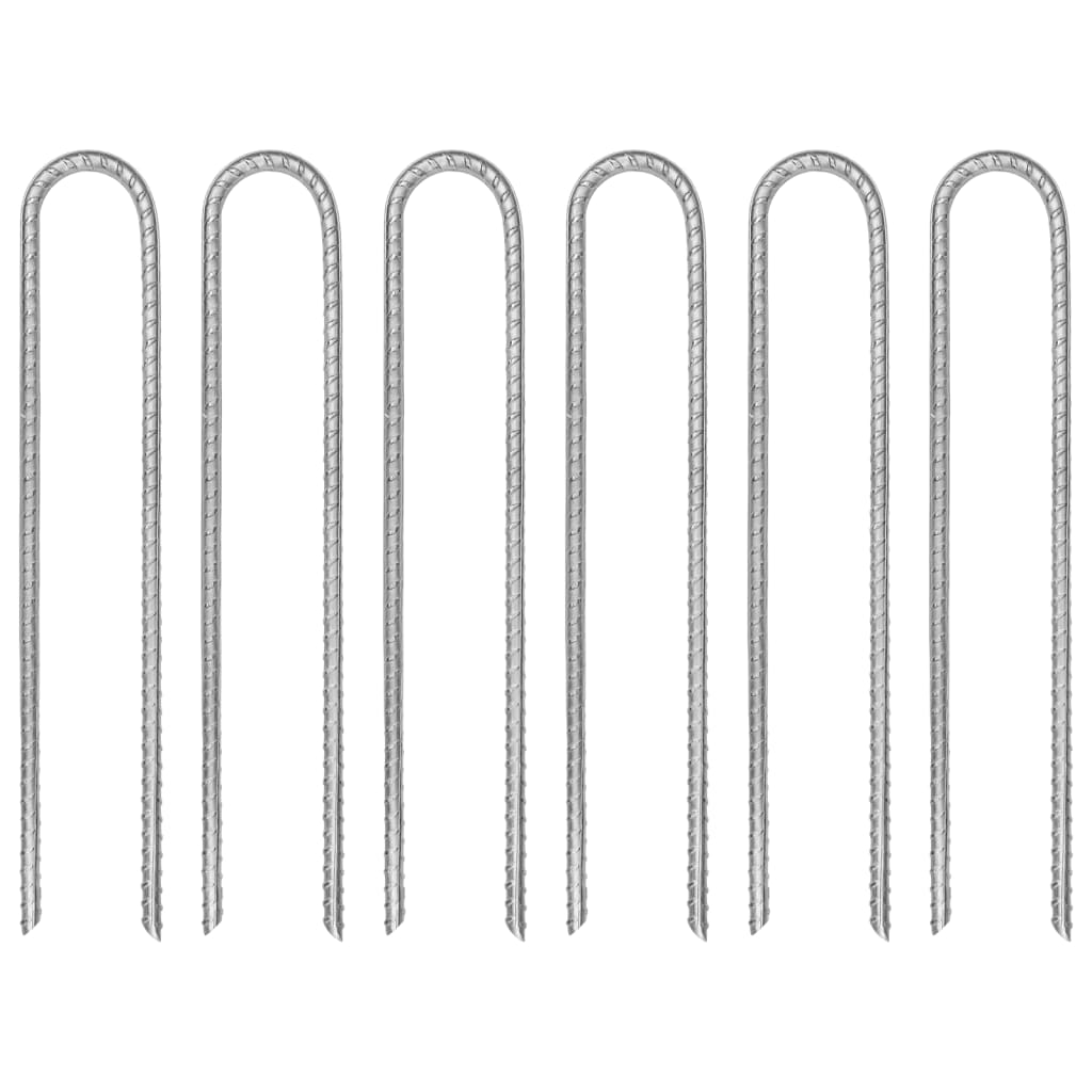 vidaXL Teltplugger 6 stk U-formet 30 cm &Oslash;8,5 mm galvanisert st&aring;l