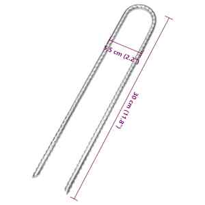 Stanové kolíky 6 ks ve tvaru U 30 cm Ø 7 mm pozinkovaná ocel - obrázek 5