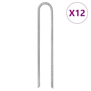 Stanové kolíky 12 ks ve tvaru U 30 cm Ø 7 mm pozinkovaná ocel - obrázek 1