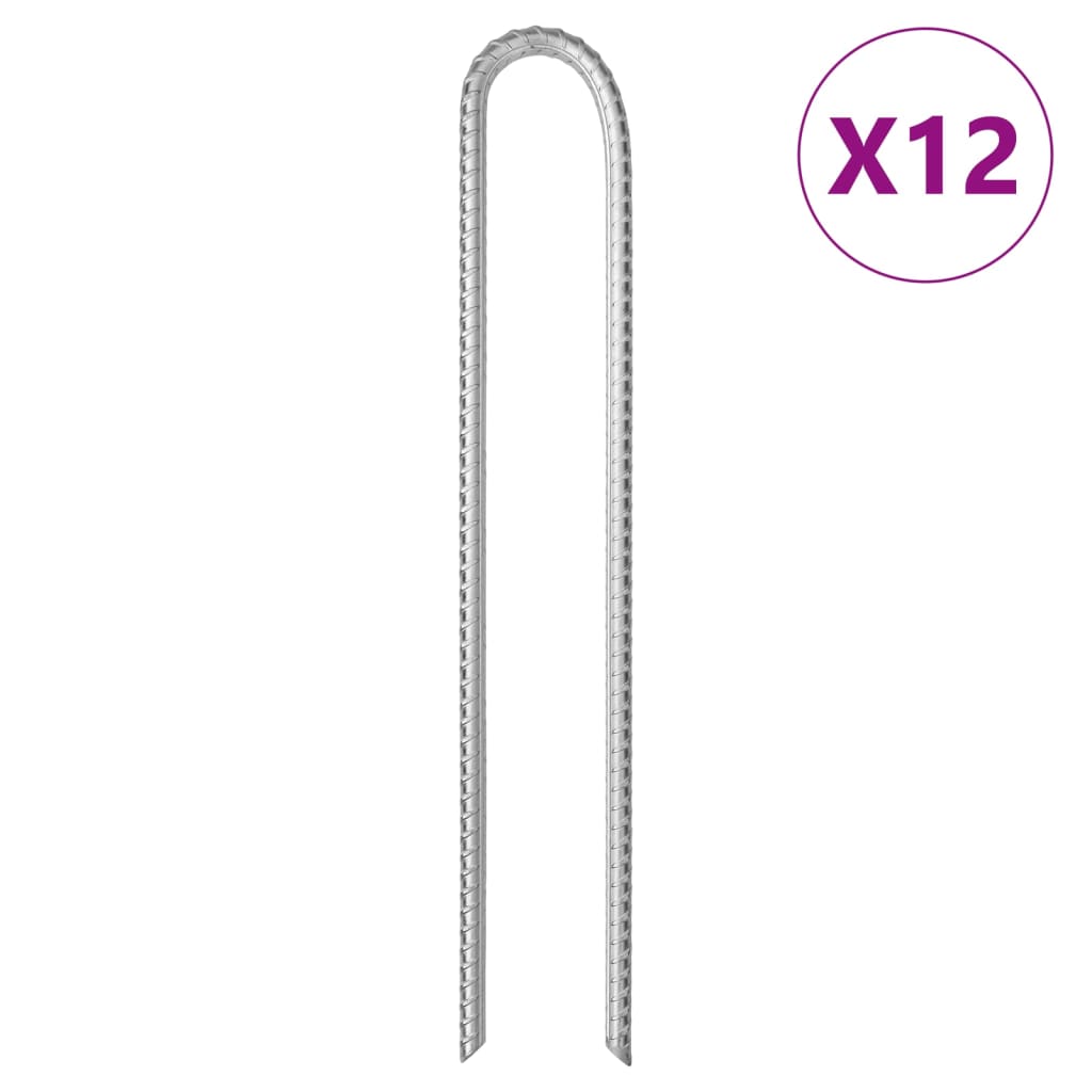 vidaXL Zeltheringe 12 Stk. U-Form 37 cm Ø10 mm Verzinkter Stahl