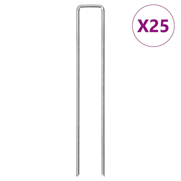vidaXL U-kujulised maavaiad 25 tk, 20x4 cm, tsingitud teras