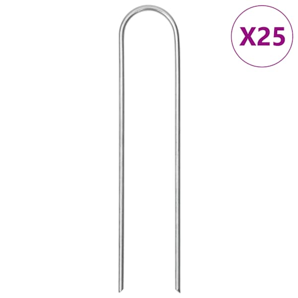 vidaXL U-kujulised maavaiad 25 tk, 15 x 3,5 cm, tsingitud teras