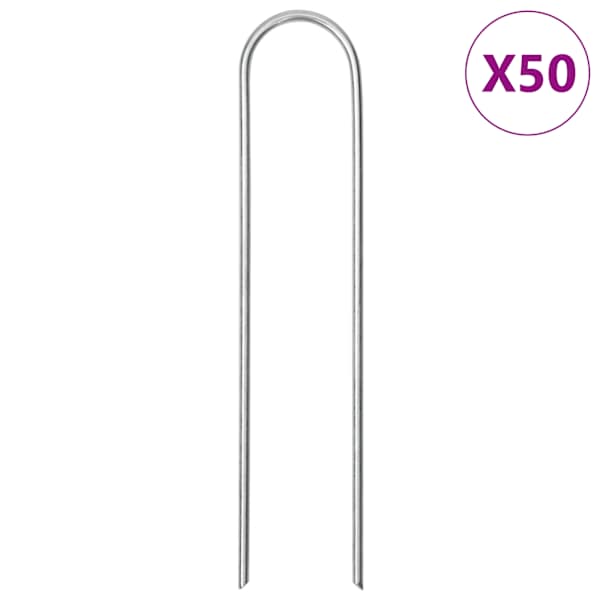 vidaXL U-kujulised maavaiad 50 tk, 15 x 3,5 cm, tsingitud teras