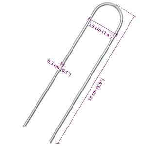Zemní kolíky tvaru U 50 ks 15 x 3,5 cm pozinkovaná ocel - obrázek 5