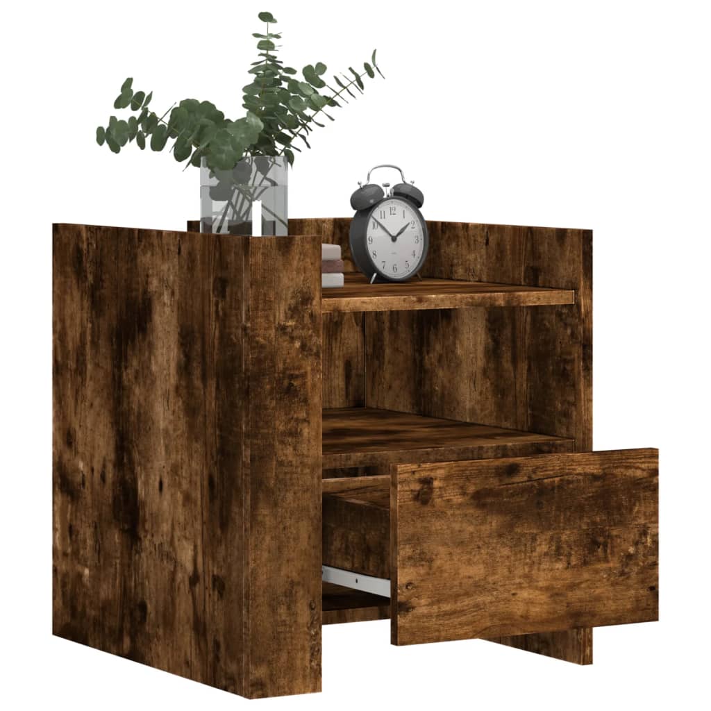 vidaXL Nachtkastje 45x50x50 cm bewerkt hout gerookt eikenkleurig afbeelding