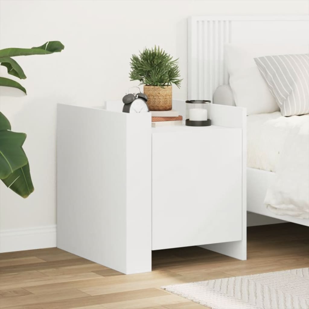 vidaXL Sängbord vit 45x50x50 cm konstruerat trä