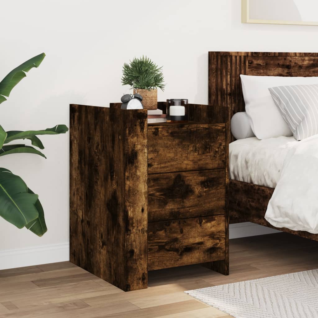 vidaXL Nachtkastje 45x50x65 cm bewerkt hout gerookt eikenkleurig afbeelding