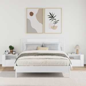 Nástěnné noční stolky 2 ks bílé 45 x 30 x 35 cm - obrázek 3