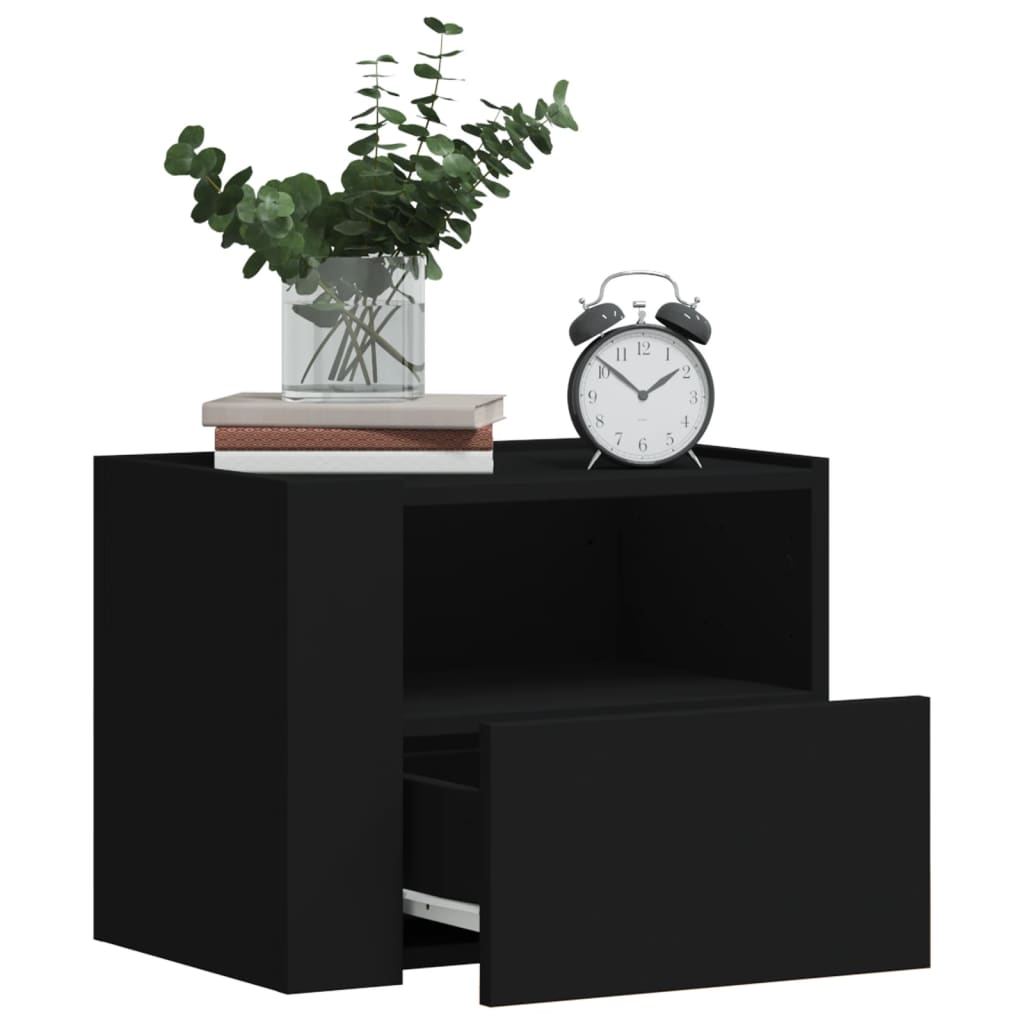 vidaXL fekete falra szerelhető éjjeliszekrény 45 x 30 x 35 cm
